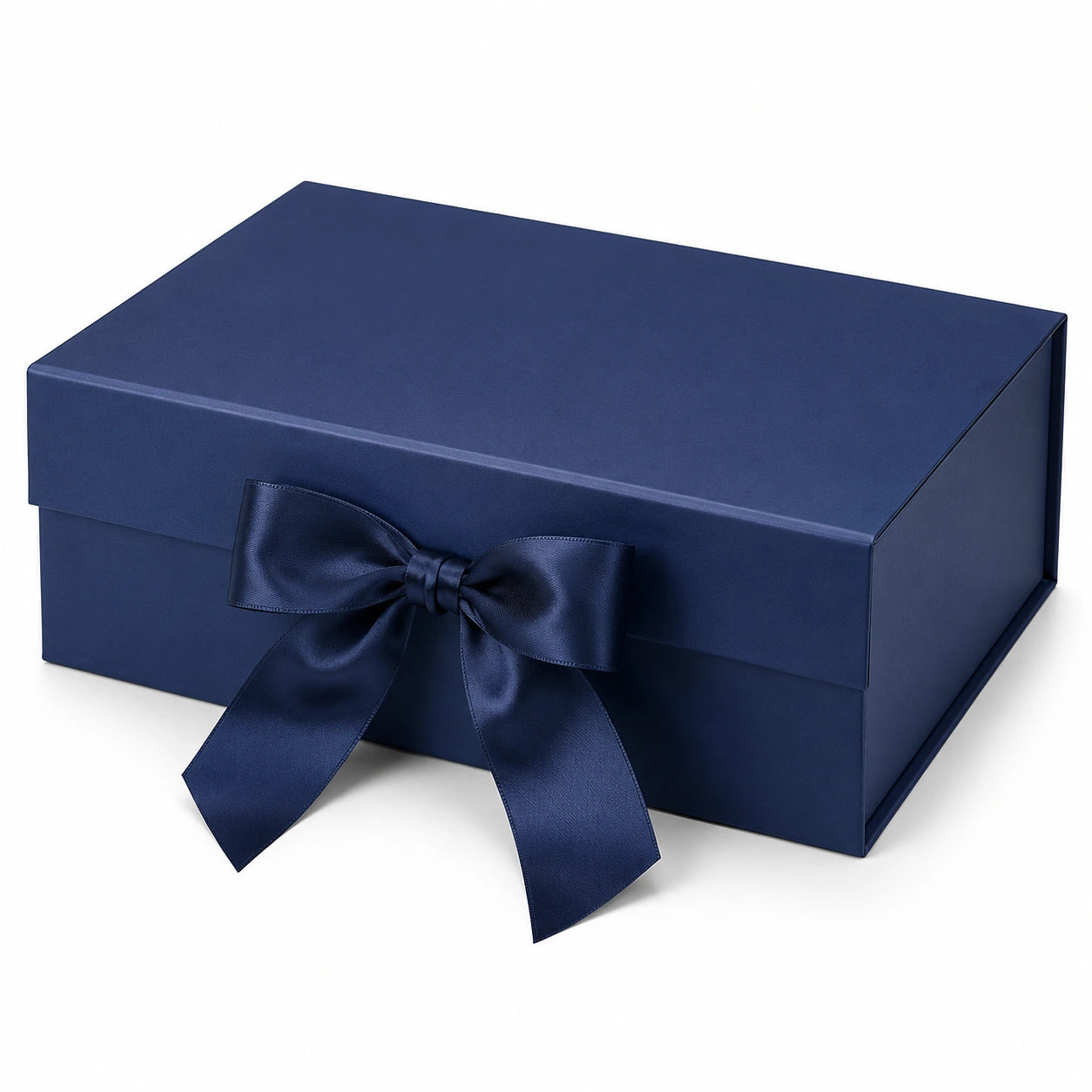 Geschenkbox 30 x 22 x 10 cm aus Karton in Dunkelblau mit Satinband