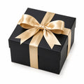 Geschenkbox 25 x 25 x 12 cm Karton Schwarz Gold mit Satinschleife quadratische Geschenkverpackung