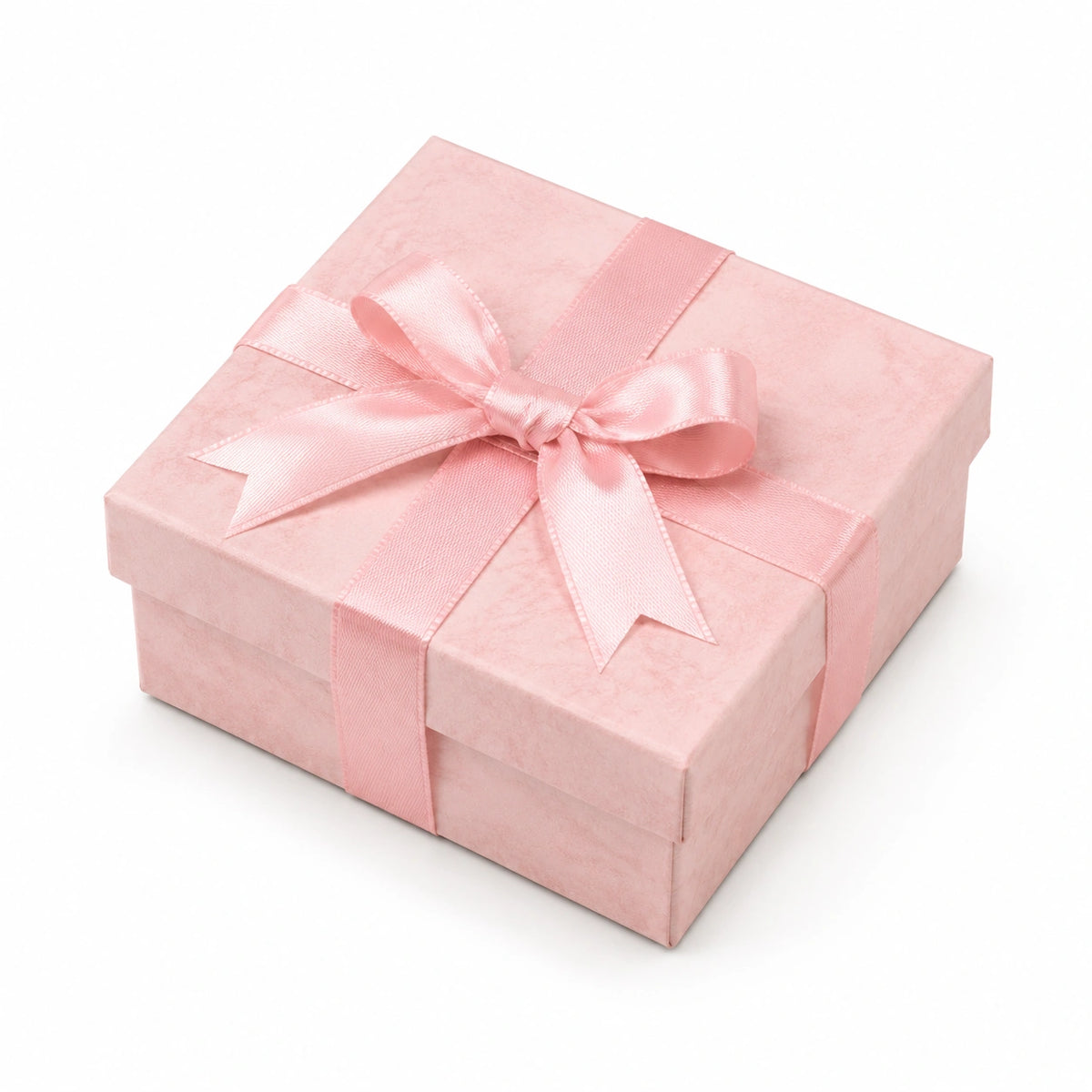 Geschenkbox 15 x 15 x 6 cm aus Karton rosa mit Satinband und Schleife