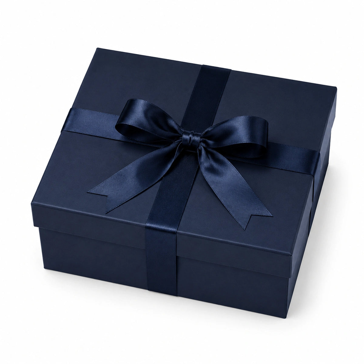 Geschenkbox 25 x 25 x 10 cm aus Karton dunkelblau mit Satinband dekorativ