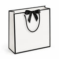 Geschenktüte 32 x 12 x 26 cm aus Papier Weiß Schwarz mit Tragekordeln und Schleife