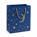 Geschenktüte 26 x 12 x 32 cm aus Karton Blau Gold mit Kordelgriffen Sternenmotiv
