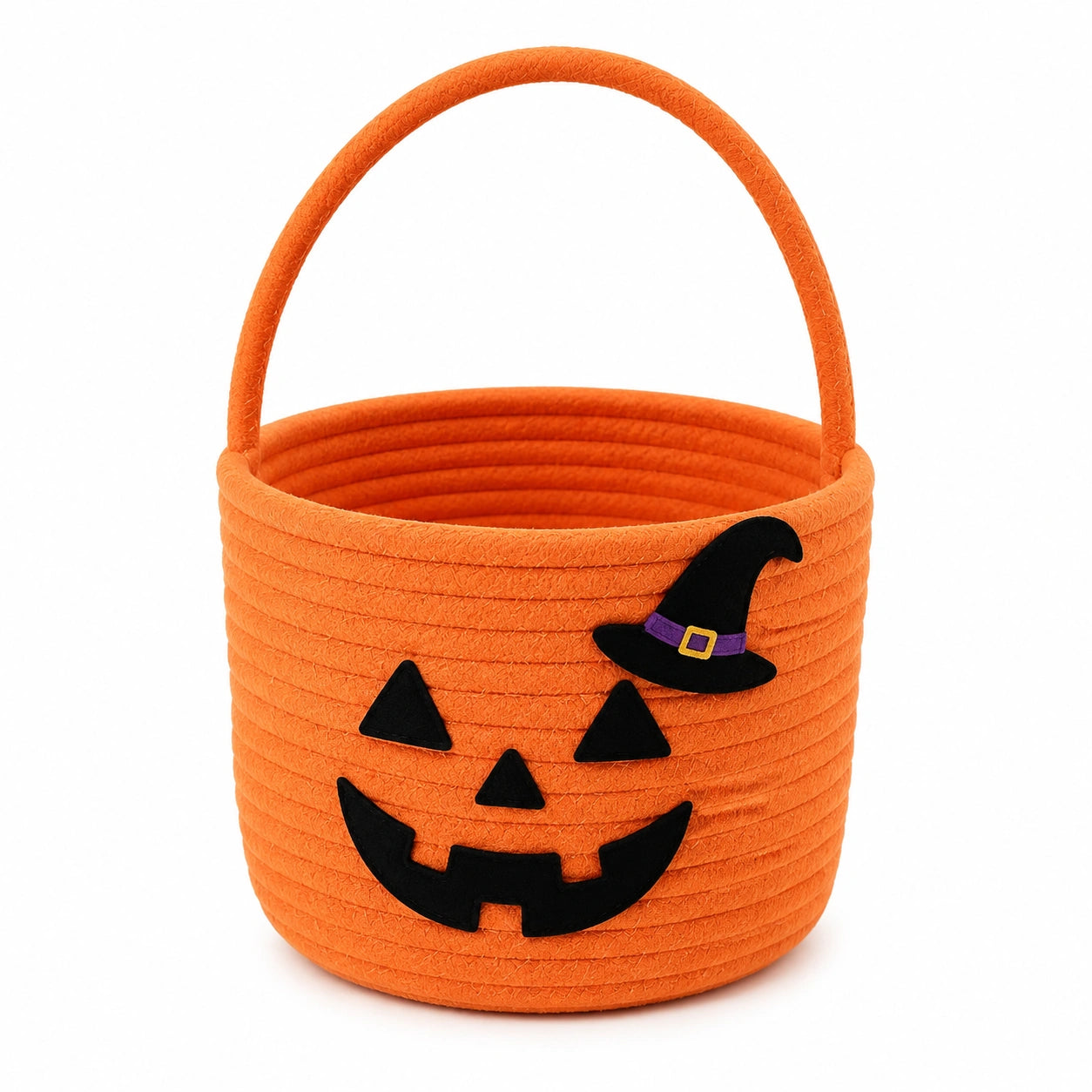 Aufbewahrungskorb 25 cm Orange Textilfaser mit Henkel Halloween Design