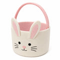 Osterkorb 22 cm Filz creme rosa mit Hasenmotiv und Tragegriff