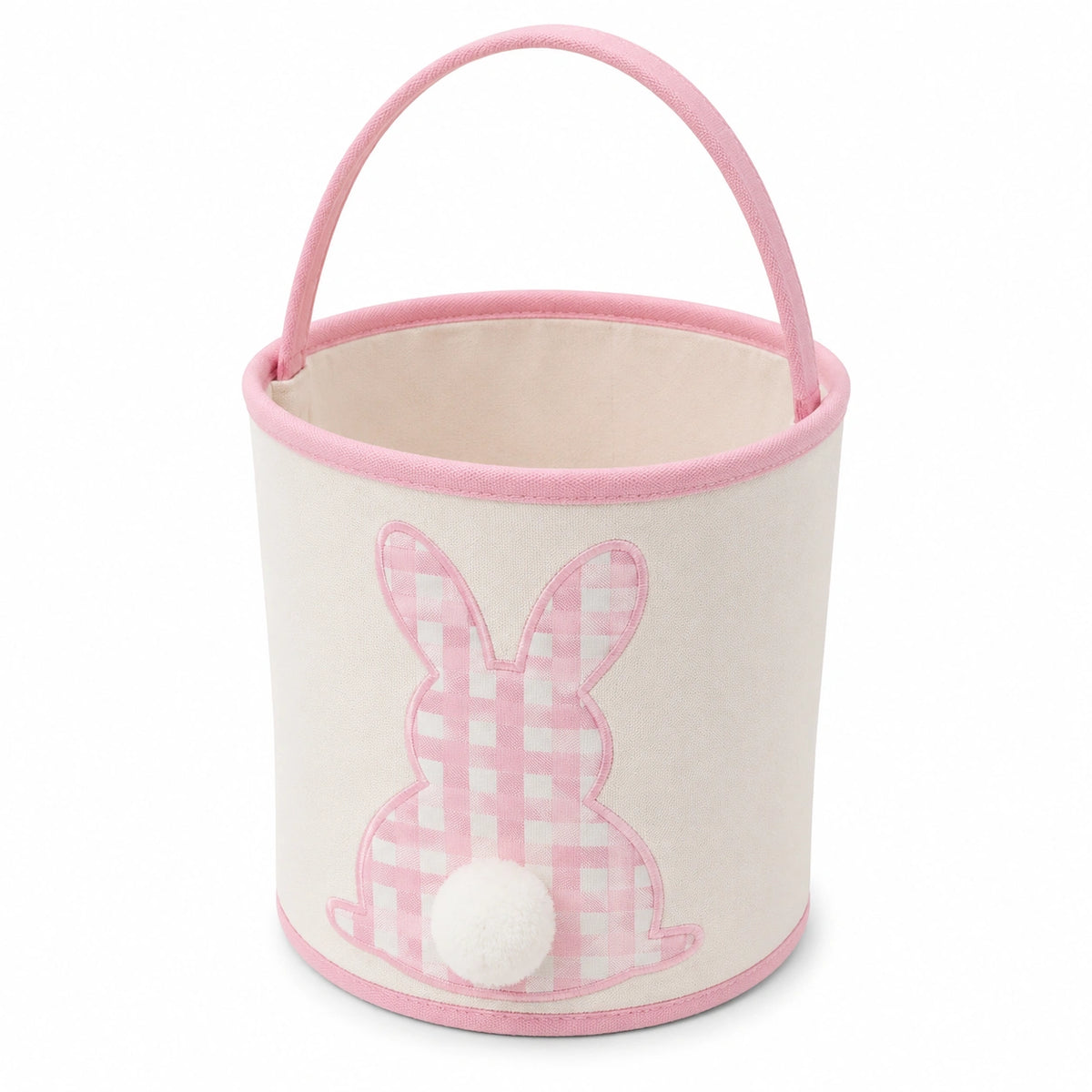 Aufbewahrungskorb 20 cm Textil rosa creme mit Tragegriff Hasenmotiv