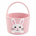 Aufbewahrungskorb 25 cm Rosa Baumwollseil mit Hasenmotiv und Tragegriff