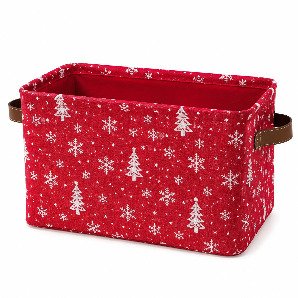 Aufbewahrungskorb 40 x 30 x 30 cm Stoff Rot mit Wintermotiv faltbar