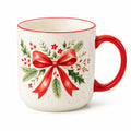 Keramiktasse 350 ml Durchmesser 8.5 cm Rot Cremefarben für Heißgetränke mit Schleifendruck