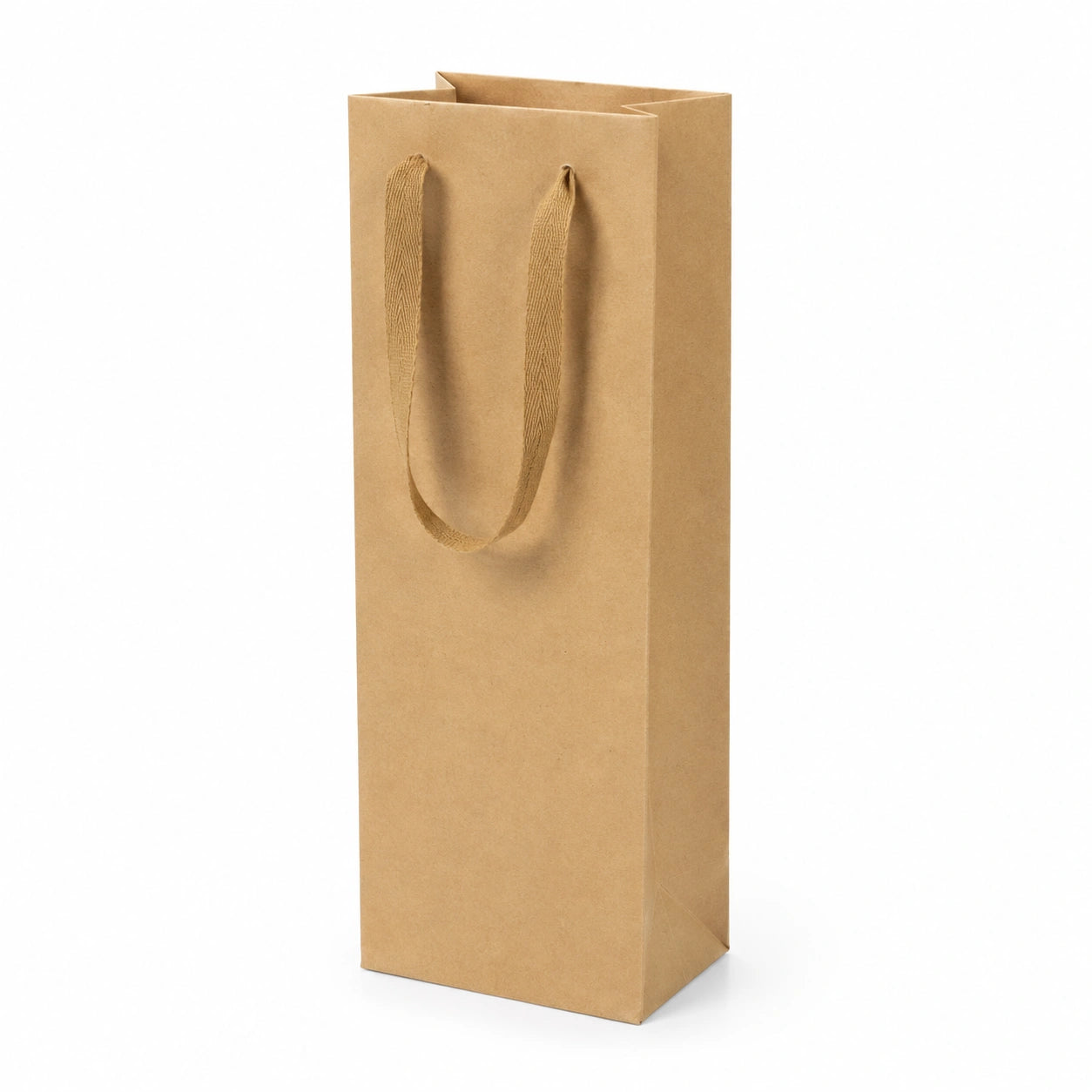 Geschenktüte 12 x 9 x 35 cm aus Kraftpapier Braun für Flaschen schlicht mit Kordelgriffen