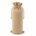 Flaschenbeutel 15 x 35 cm aus Jute in Natur mit Kordelzug