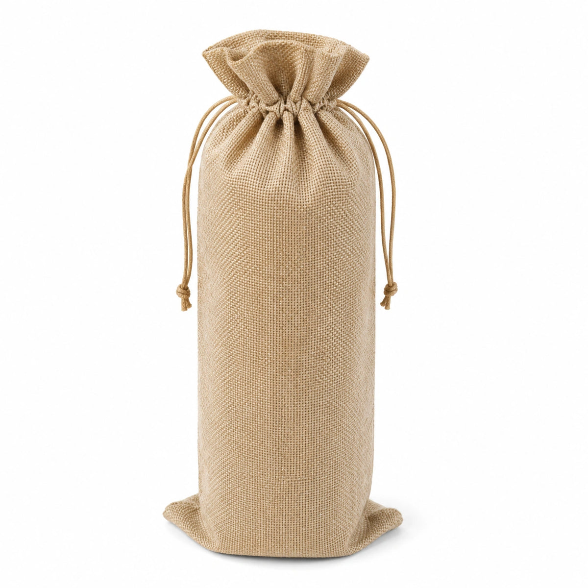 Flaschenbeutel 15 x 35 cm aus Jute in Natur mit Kordelzug