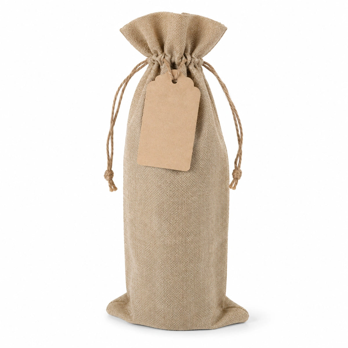 Geschenkbeutel 14 x 14 x 35 cm aus Jute Beige mit Kordelzug für Flaschen