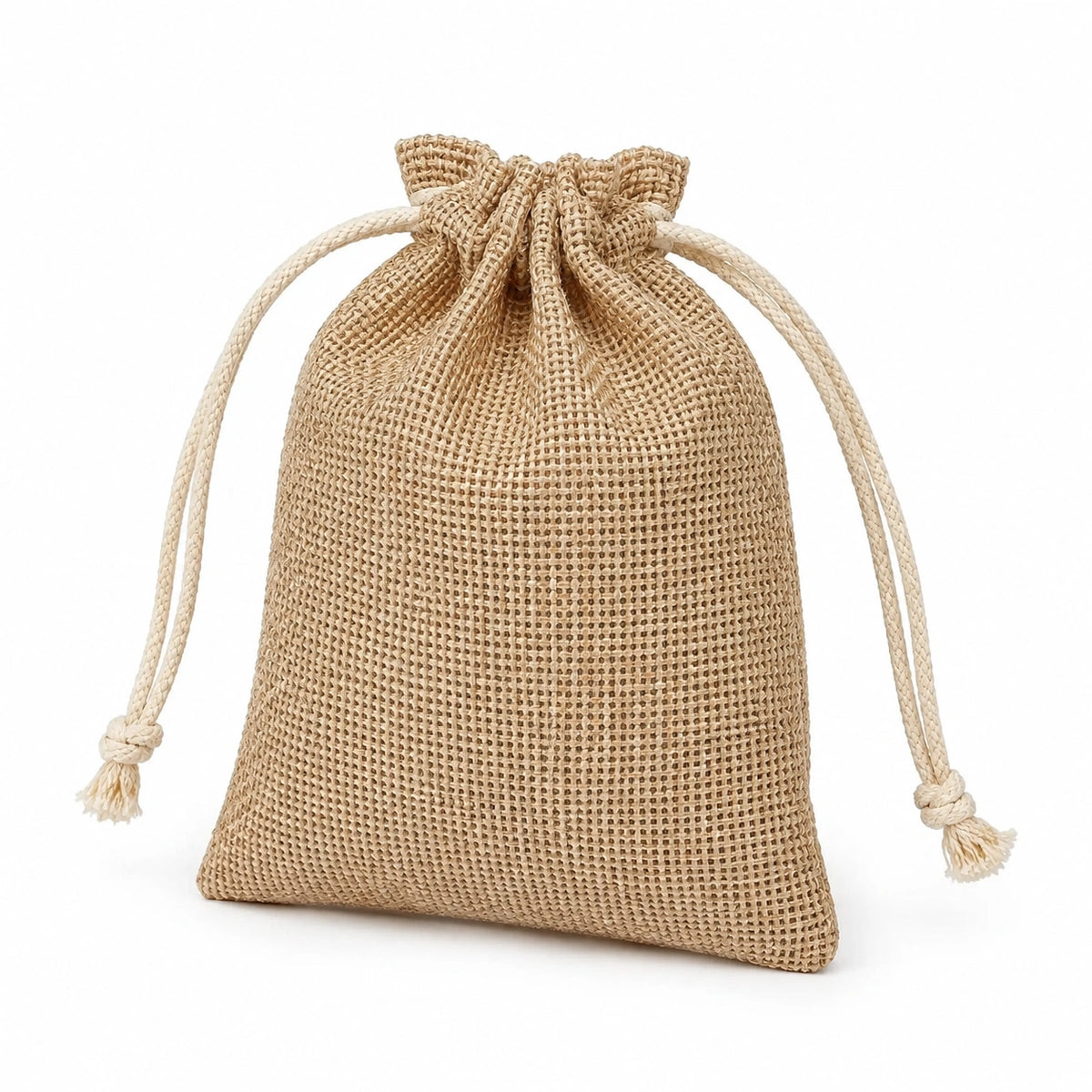 Zuziehbeutel 15 x 20 cm aus Jutegewebe Beige für Aufbewahrung mit Kordelzug