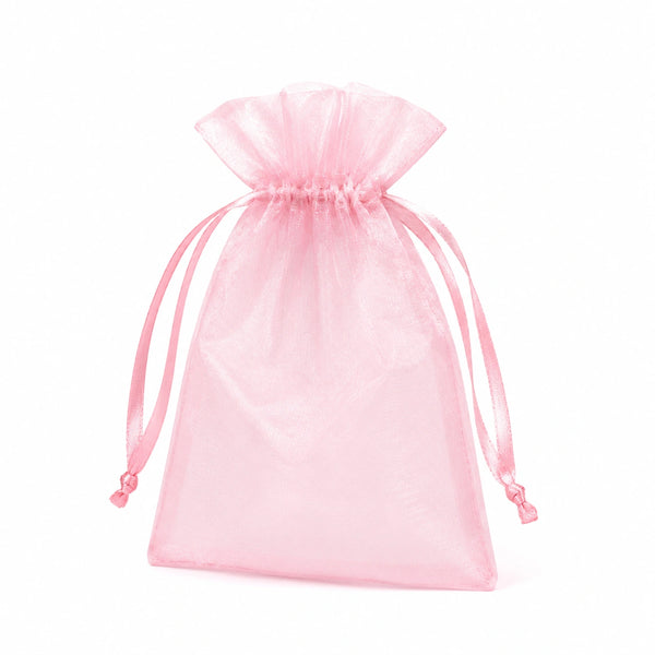 Organzabeutel 10 x 15 cm Rosa transparent mit Zugband